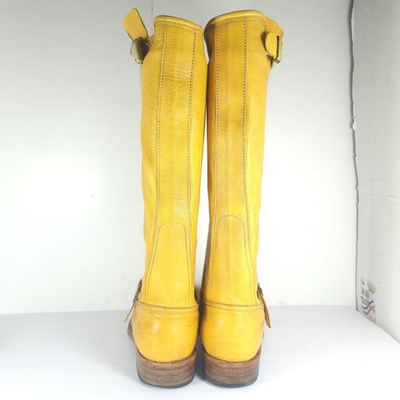 Frye Women's VTG Veronica Slouch US 8M Banana Yellow Leather Riding Boot Spain - Picture 8 of 16